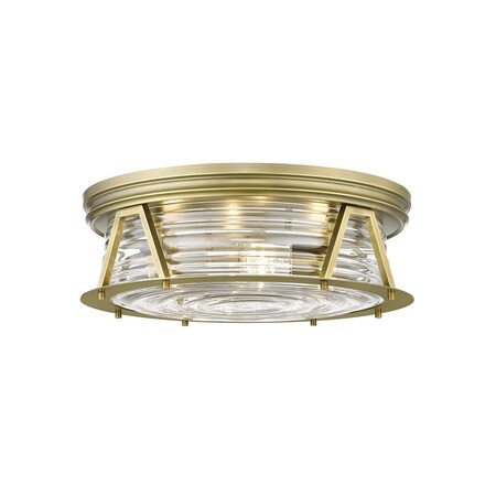 Z-Lite Cape Harbor 4 Light Flush Mount, Rubbed Brass & Clear 491F4-RB